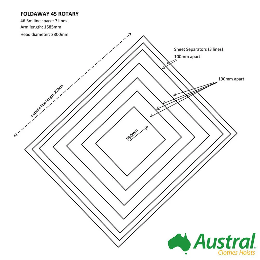 Austral FoldAway 45 Rotary Clothesline - Image 6