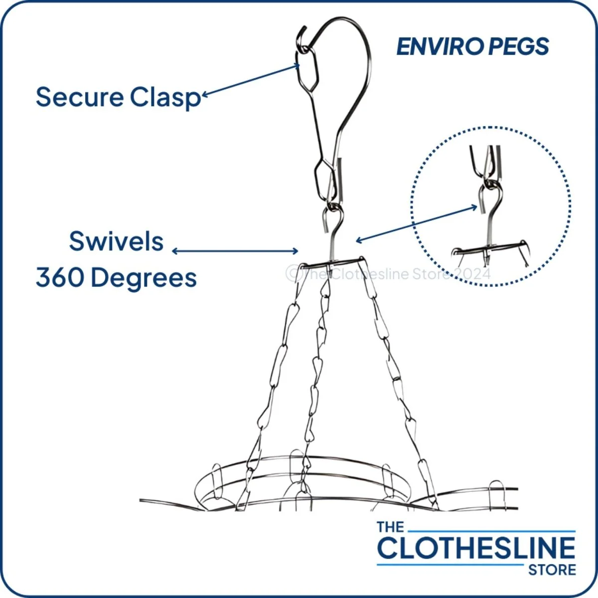 Flower Stainless Steel Sock Hanger With 20 x 316 Marine Grade Pegs - Image 3