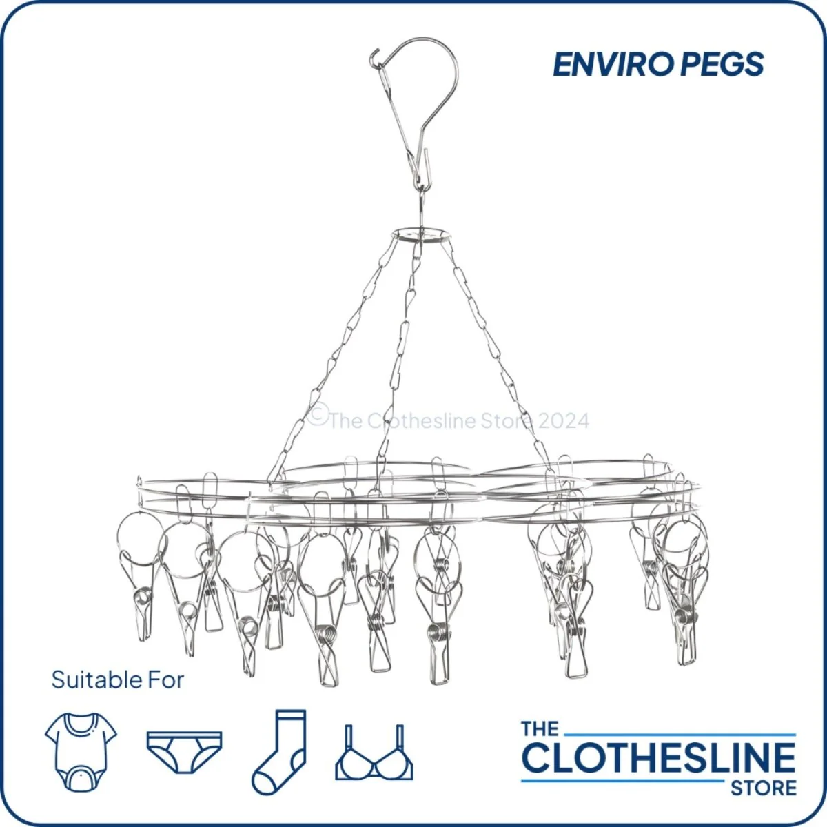 Flower Stainless Steel Sock Hanger With 20 x 316 Marine Grade Pegs - Image 5