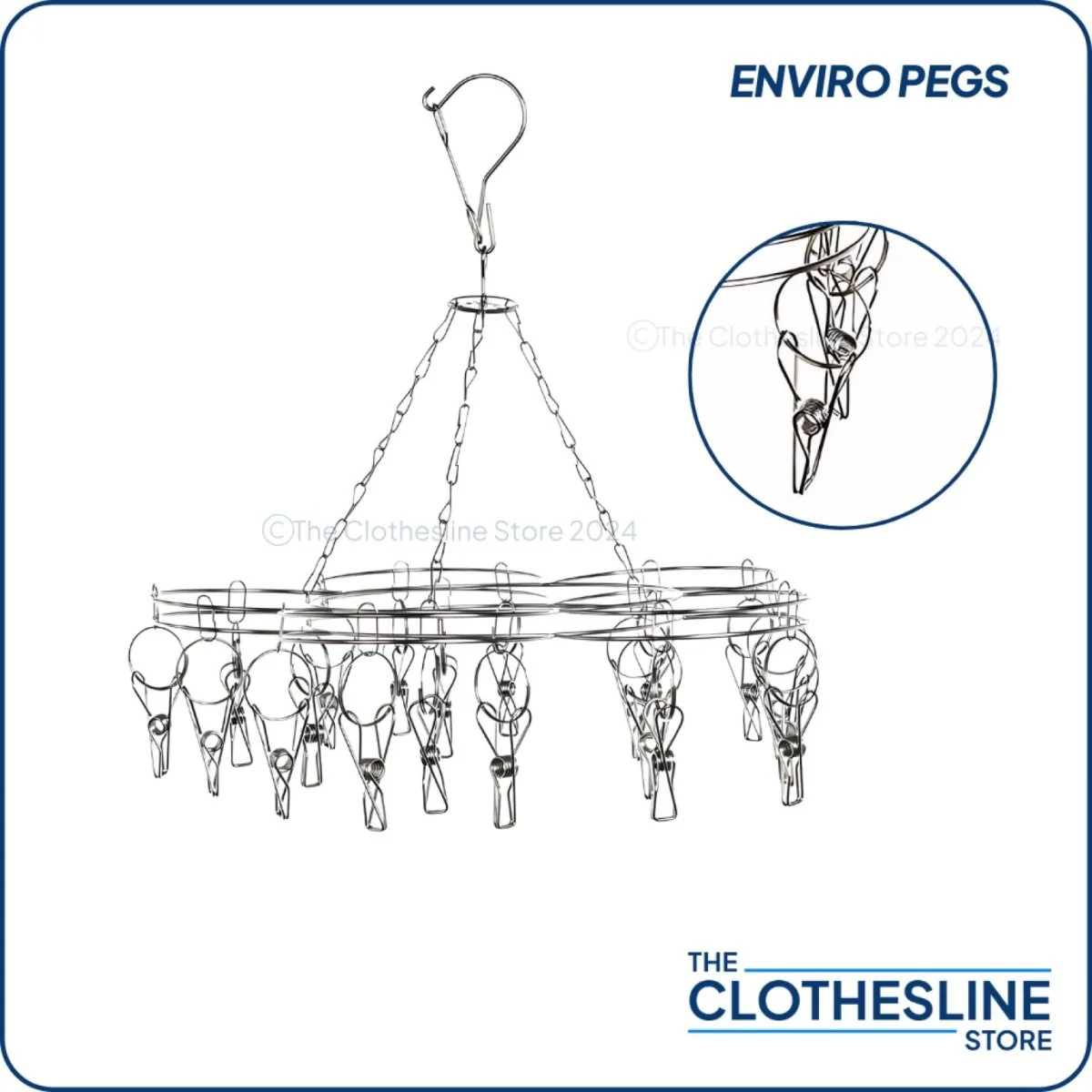 Flower Stainless Steel Sock Hanger With 20 x 316 Marine Grade Pegs - Image 6