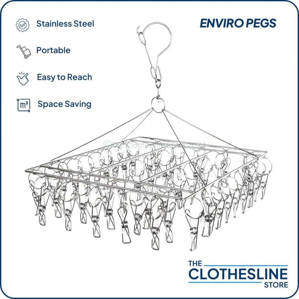 Indoor Stainless Steel Sock Hanger With 50 Pegs - Image 4